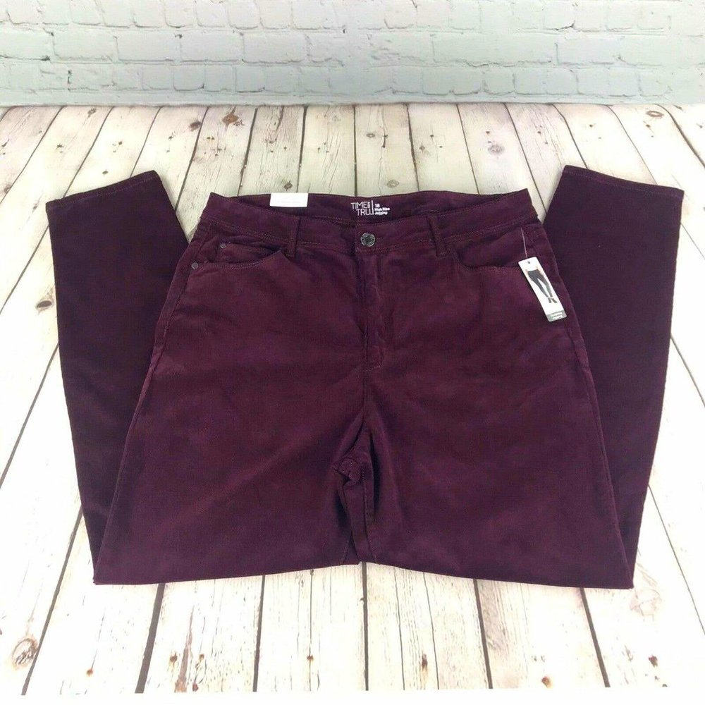 Time and Tru Size 18 Burgundy High Rise Stretch Corduroy Jegging Pants